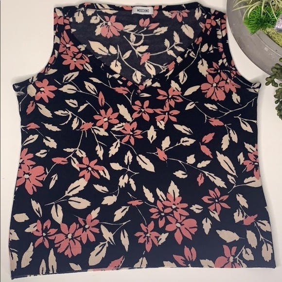 Vintage 1990s Moschino Floral wool Cardigan & Tank Top set women’s medium - Picture 5 of 12